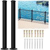 Egadis 2 Pack 2.56 in x 2.56 in x 39 in Aluminum Railing Post with Screws | 10mm Thickend Welded Base, Textured AAMA2604 Powder-Coated Finish Railing Post for Decks, Porches &amp; Balconies(2 x 39in Post)