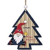 FOCO NFL New England Patriots Wooden Tree Ornament with Gnome – Officially Licensed Holiday Decoration