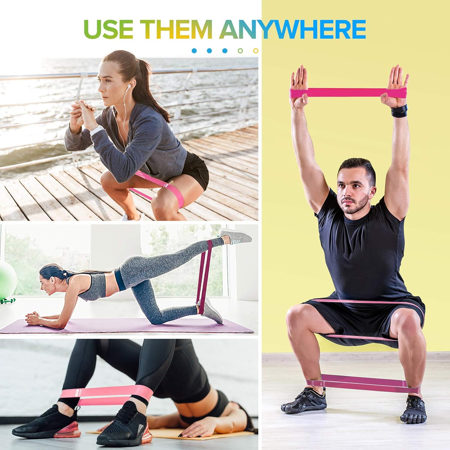 Portzon Resistance Loop Exercise Bands for Home Fitness Stretching Strength Training : Sports & Outdoors