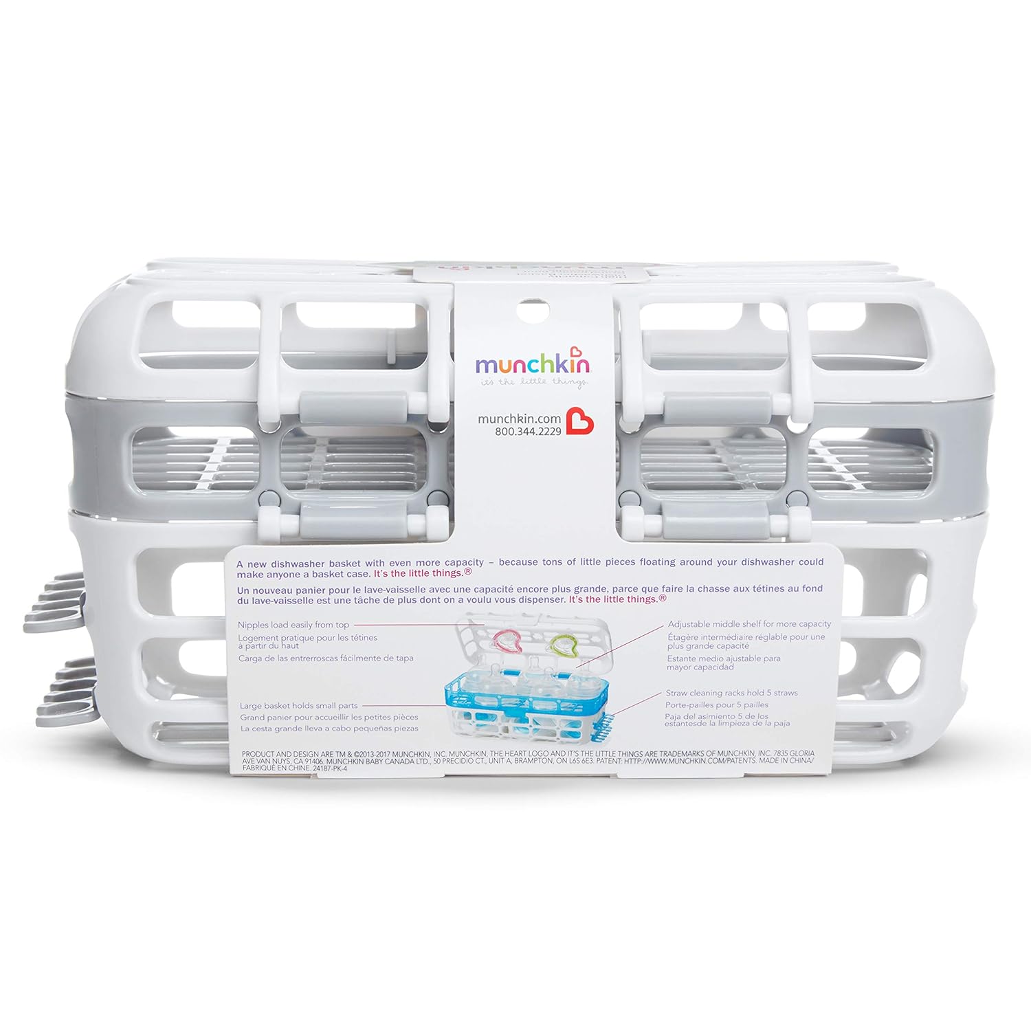Munchkin High Capacity Dishwasher Basket, 1 Pack, Grey : Baby