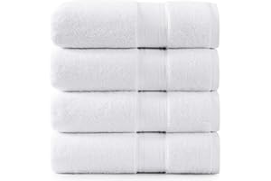 LANE LINEN 100% Cotton 4 Pack Bath Sheets (35"x66") - Zero Twist Cotton - Extra Large Bath Towels Set - Quick Drying, Soft & Absorbent Oversized Bathroom Towel Sets - Hotel Quality - White Towels