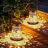 2 Pack Solar Lanterns Outdoor Waterproof Birthday Gifts for Women Mom Grandma, Hollowed-Out Metal Sunflower Hanging Solar Lantern Lights Outdoor Decor, 2 Modes Lights Decor for Yard, Patio
