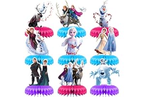 Maoyues 9pack Ice Princess Honeycomb Centerpieces Table Decorations, 3D Double Side Table Toppers,Party Supplies,Birthday Ice Princess Party Decorations for Boys and Girls