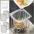 Kitchen Sink Strainer with Sink Basket Holder and 200 Strainer Net Bags,Food Catcher with Drain Filter Mesh Bag,Meshmate Waste Rack Trash Catcher for Leftovers.