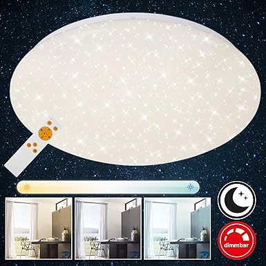 Briloner Leuchten - LED Deckenleuchte mit Fernbedienung, Deckenlampe Dimmbar, Farbtemperatursteuerung, Weiß, 2200 Lumen, 22 W