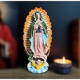 LWDUDE Hand-Painted Virgen de Guadalupe Statue - 8.6 Inch Renaissance Style Resin Figure with Crescent Moon, Catholic Home Altar Decor, Mexican Religious Art Gift
