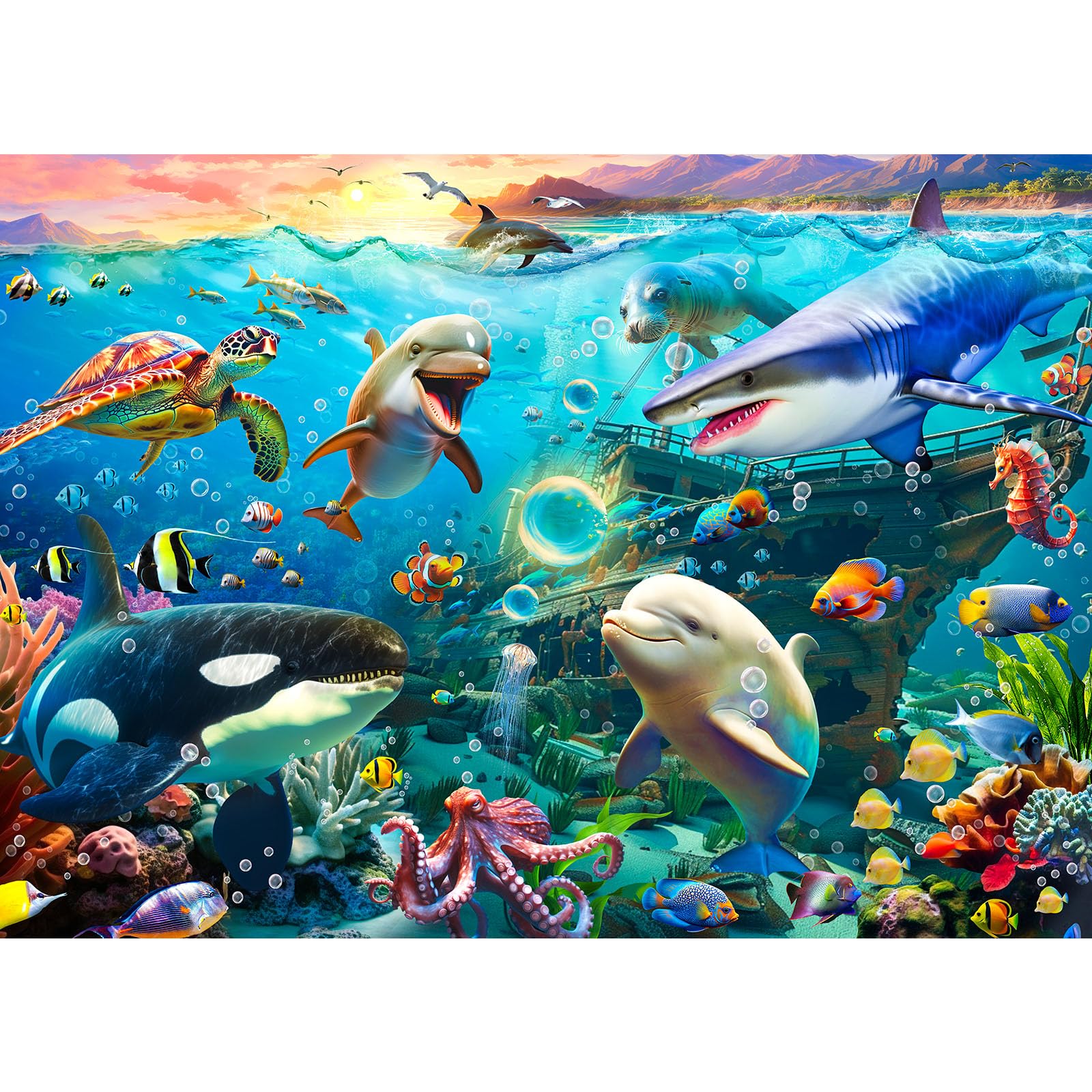 Jigsaw Puzzles for Adults 1000, Impossible Puzzle for Adults Educational Games.Challenging Puzzles, Puzzle Game for The Whole for Women, Gifts for Men, Theme:Undersea Animals