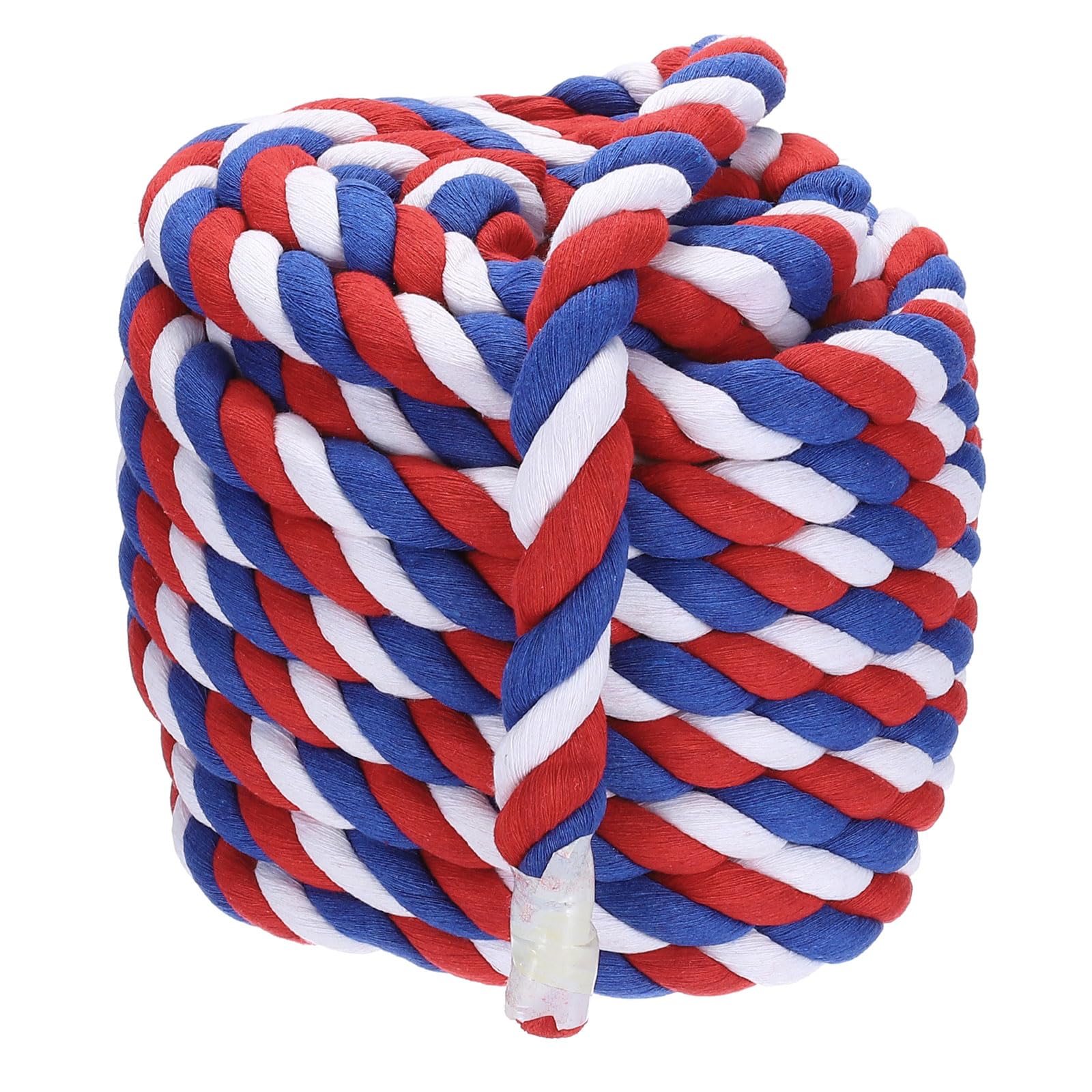 PATIKIL 1 Inch x 50 Feet Natural Twisted Cotton Rope 3 Strand Strong Thick Cotton Rope Tug of War Rope for Railings Crafts Games Home Decor, Red Blue White — image 1