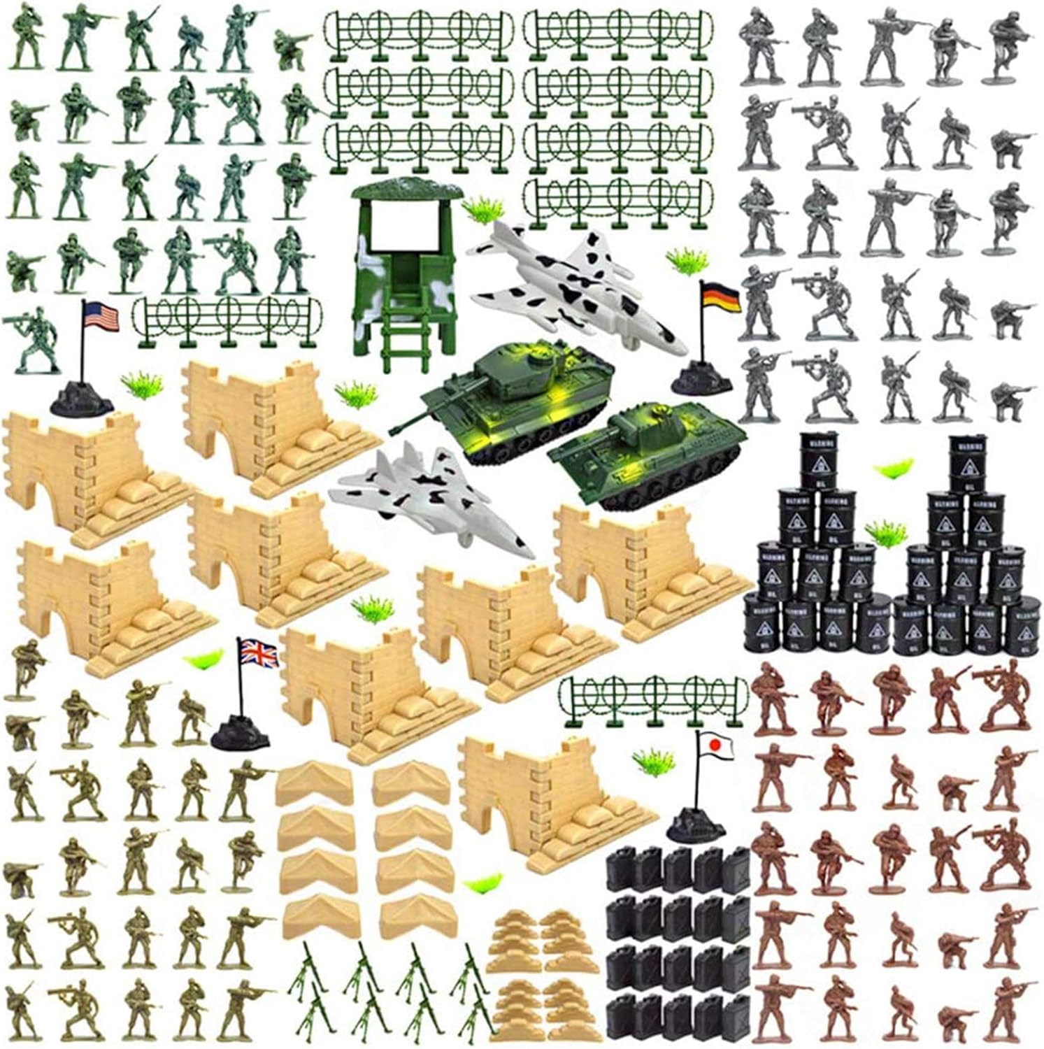 250 Piece Military Figures and Accessories, Army Men Action Figures Army Toys Set Military Toy Soldier Playset Toy Army Soldiers