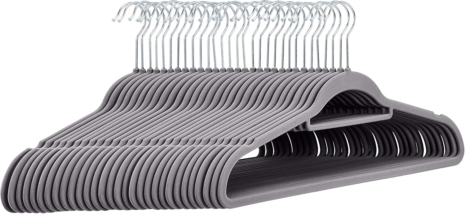 AmazonBasics Velvet Suit Hangers with Tie Hanger, Dark Grey (30Pack) Amazon.co.uk Kitchen & Home