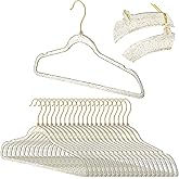 Weysat 20 Pcs Clear Acrylic Hangers Plastic Gold Glitter Coat Hanger Non Slip Space Saving Suit Heavy Duty Clothes Hanging with Non Slip Notches for Coats Pants Dress Clothes