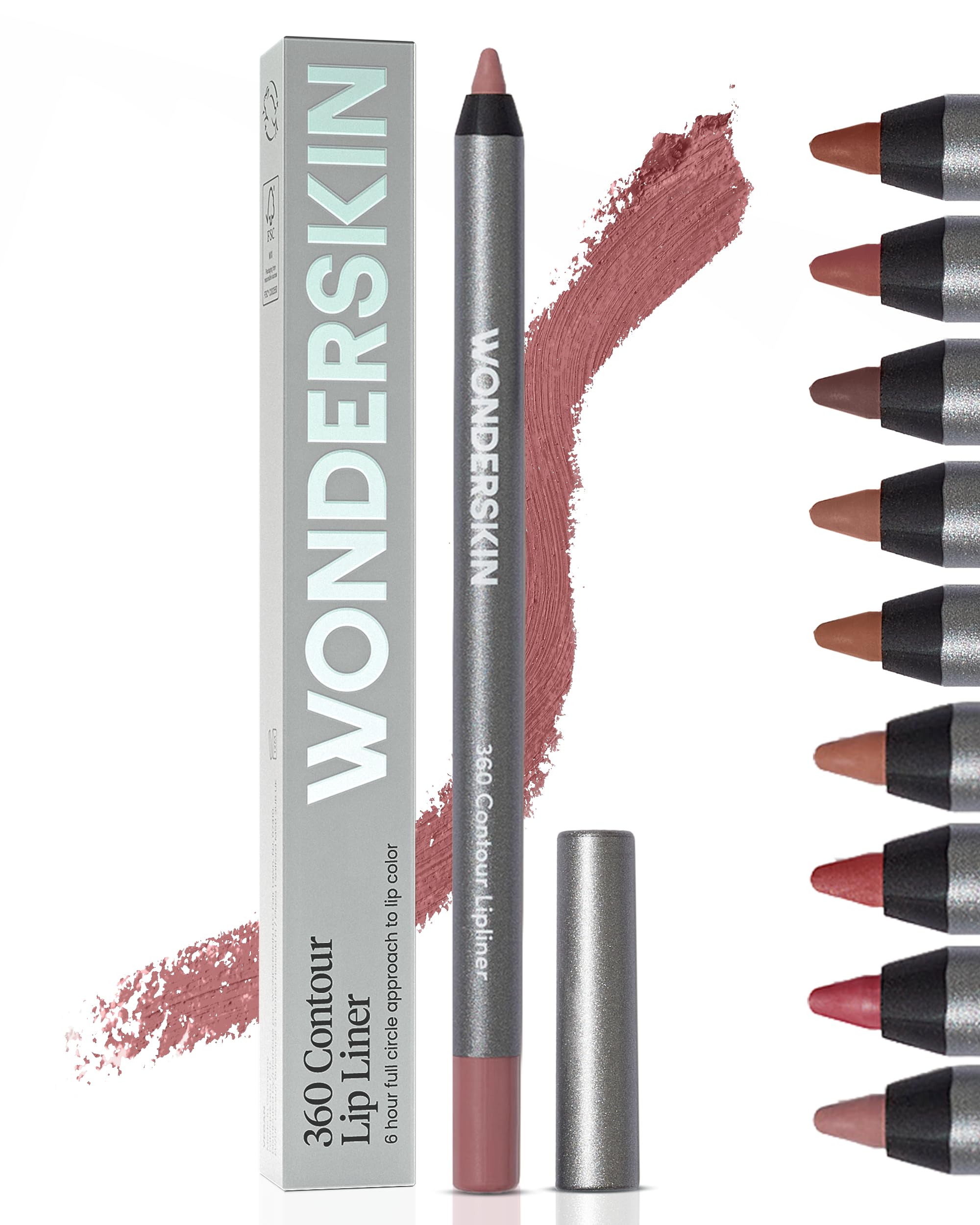 Wonderskin Lip Liner Pencil - 360 Contour Lipliner, Long Lasting, Sharpenable, Waterproof and Transfer-Proof Nude Lip Liner Pencil (Blush)