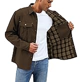Keeliya Mens Flannel Linend Shirts Jacket Lightweight Plaid Jackets Snap Button Rugged Western Winter Cowboy Shackets