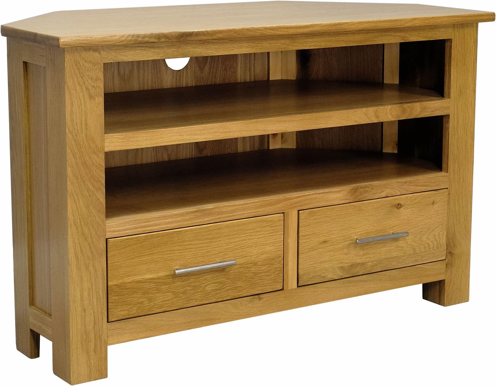 Oakland Solid Chunky Oak Corner TV DVD Video Unit