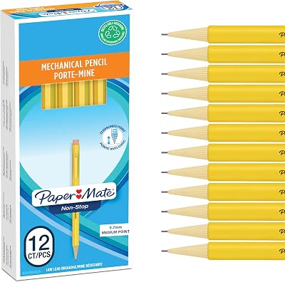 Paper Mate Non-Stop Mechanical Pencil 0.7mm HB Yellow Barrel 12 Count