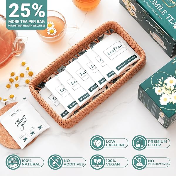 PREMIUM CHAMOMILE AND BLACK TEA – 120 TEA BAGS CHAMOMILE FLOWERS FOR RELAXATION, UNIQUE BLEND OF BLACK TEA, MANZANILLA TEA BAGS CALMS YOUR NERVES, SUPPORTS HEALTHY DIGESTION