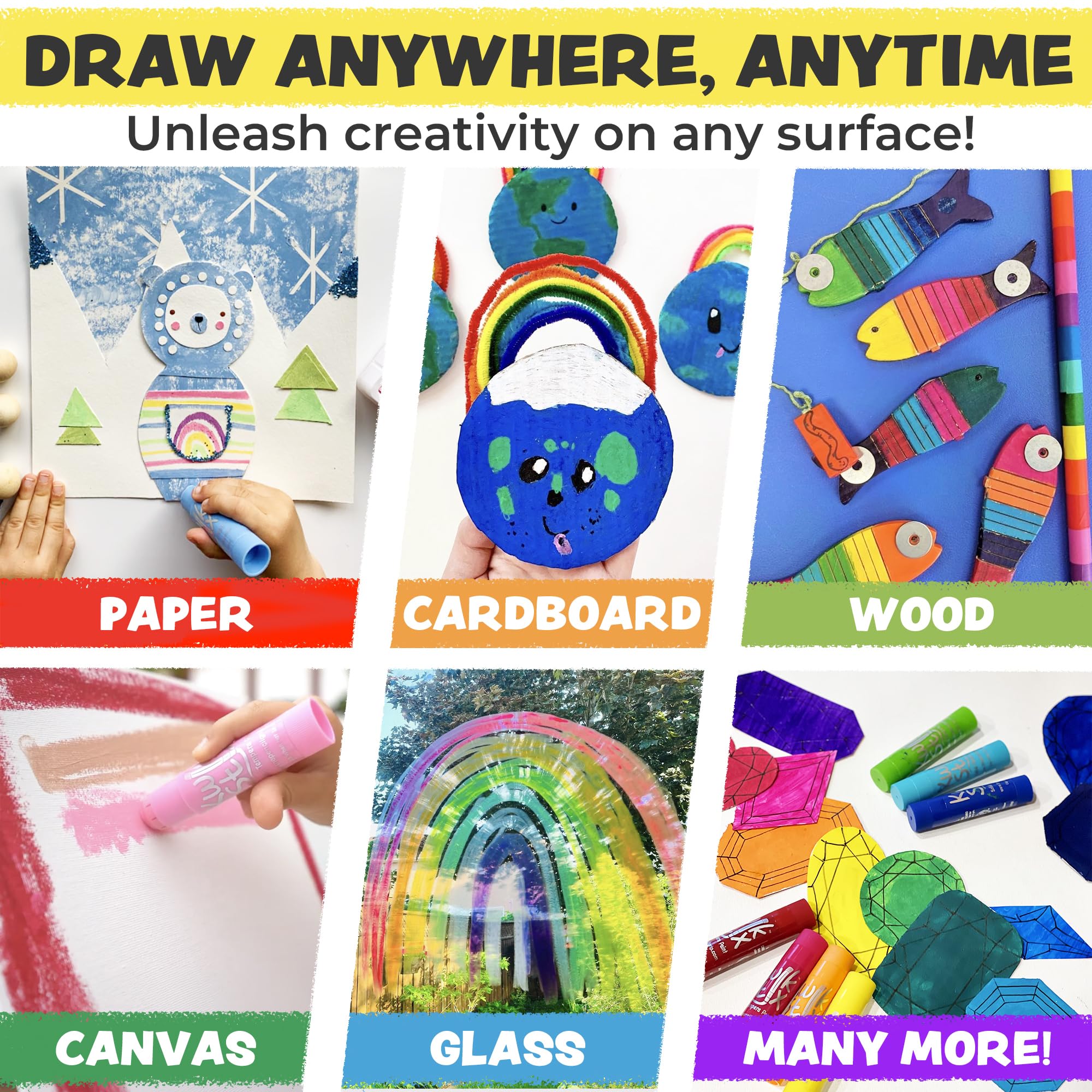 Kwik Stix Solid Tempera Paint Sticks, 12 Colors, Washable Paint Sticks for Kids, Super Quick Drying, Non-Toxic, Allergen Free, Comes in Classic Rainbow Colors, Ideal for Kids and Toddlers