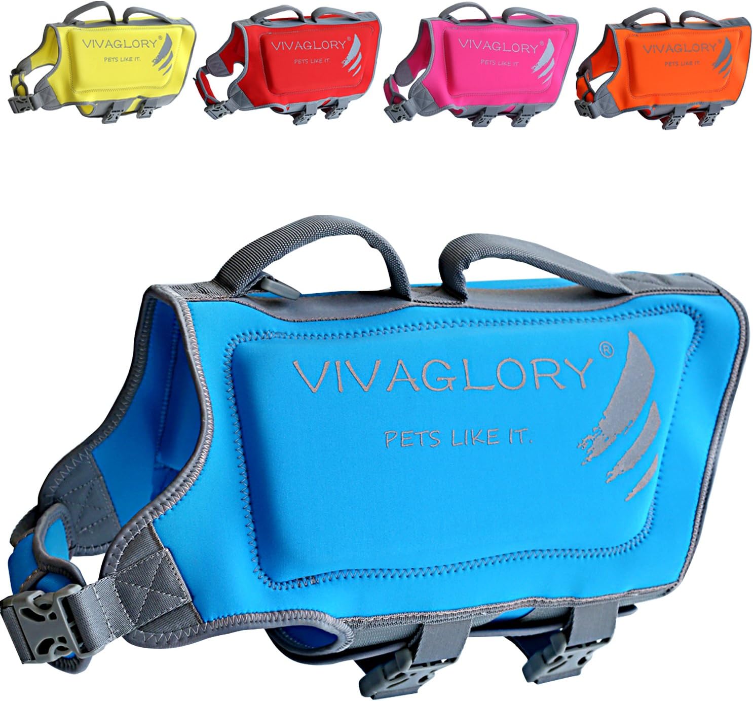 Vivaglory SkinFriendly Neoprene Dog Life Jacket with Superior Buoyancy