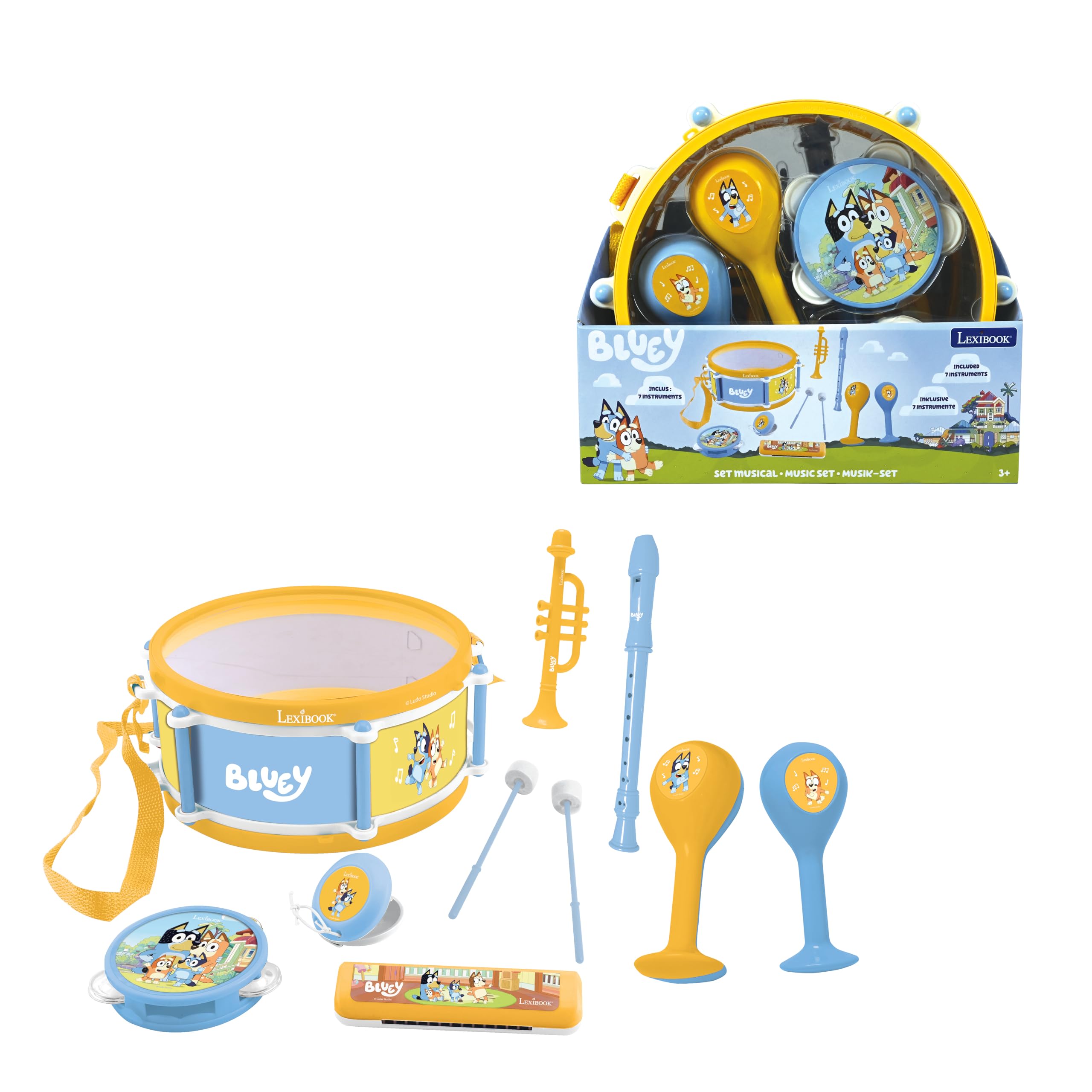 Lexibook, Bluey, 7-Piece Musical Set Bluey, Blue Yellow, K360BY
