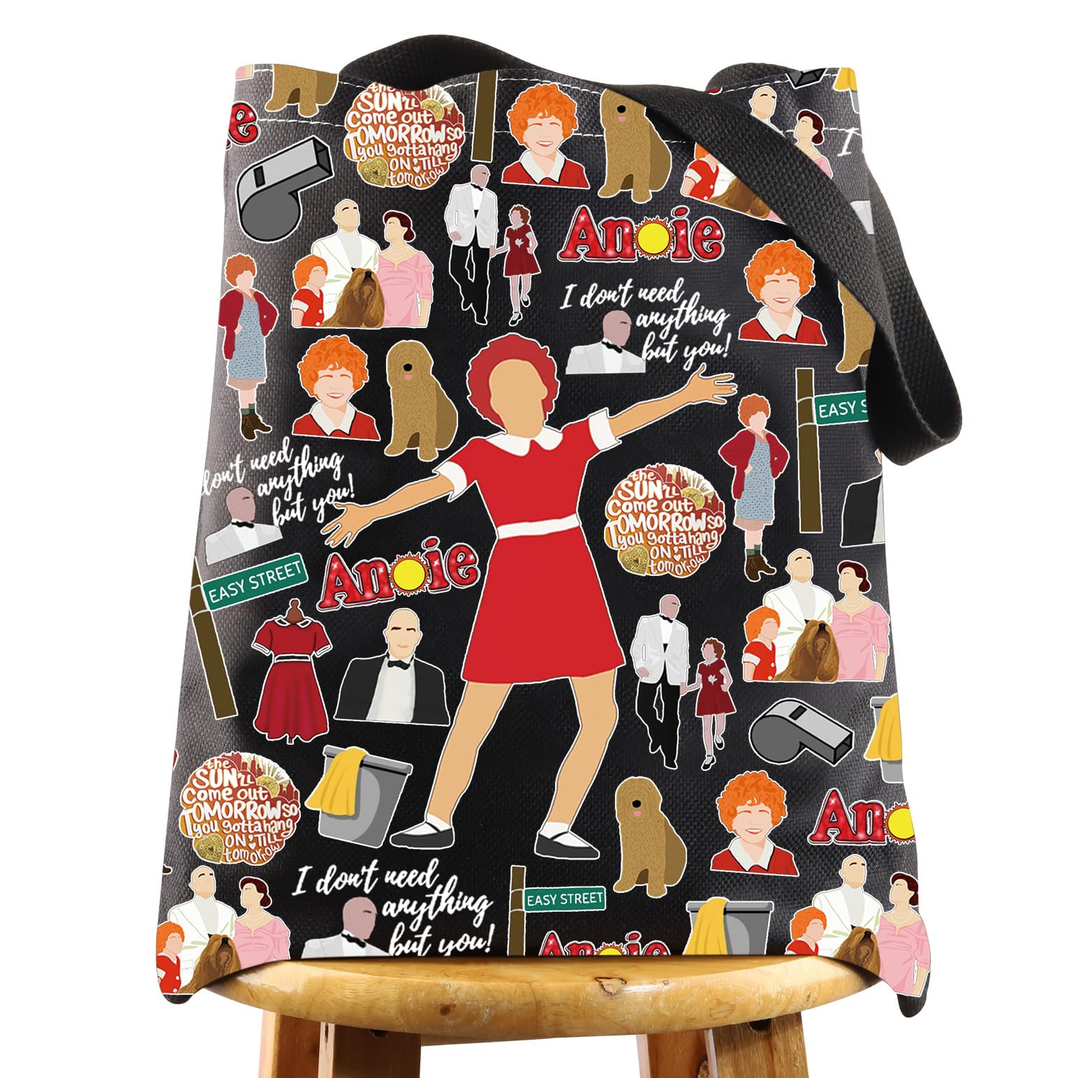 WZMPA Red Ribbon Girl Musical Toiletry Bag Oliver Warbucks Fans Gift Hope In Scarlet Zipper Bag Hard-Knock Dreams Inspired Gift, Ann Bl TG, Fit