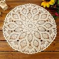 Laivigo Handmade Crochet Lace Round Tablecloth - 16-Inch White Cotton Doily For Table Decor, Wedding, Party