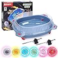 BUPASAK Light Ignite Spinning Tops Battle Set, with Stadium, 6 Light Ignite Spinning Tops, and 2 Launchers, Toys for 6 Year Old Boys & Girls & Up (Amazon Exclusive)