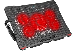 AICHESON Laptop Cooling Pad for 17.3" Notebook, Red 5 Fans