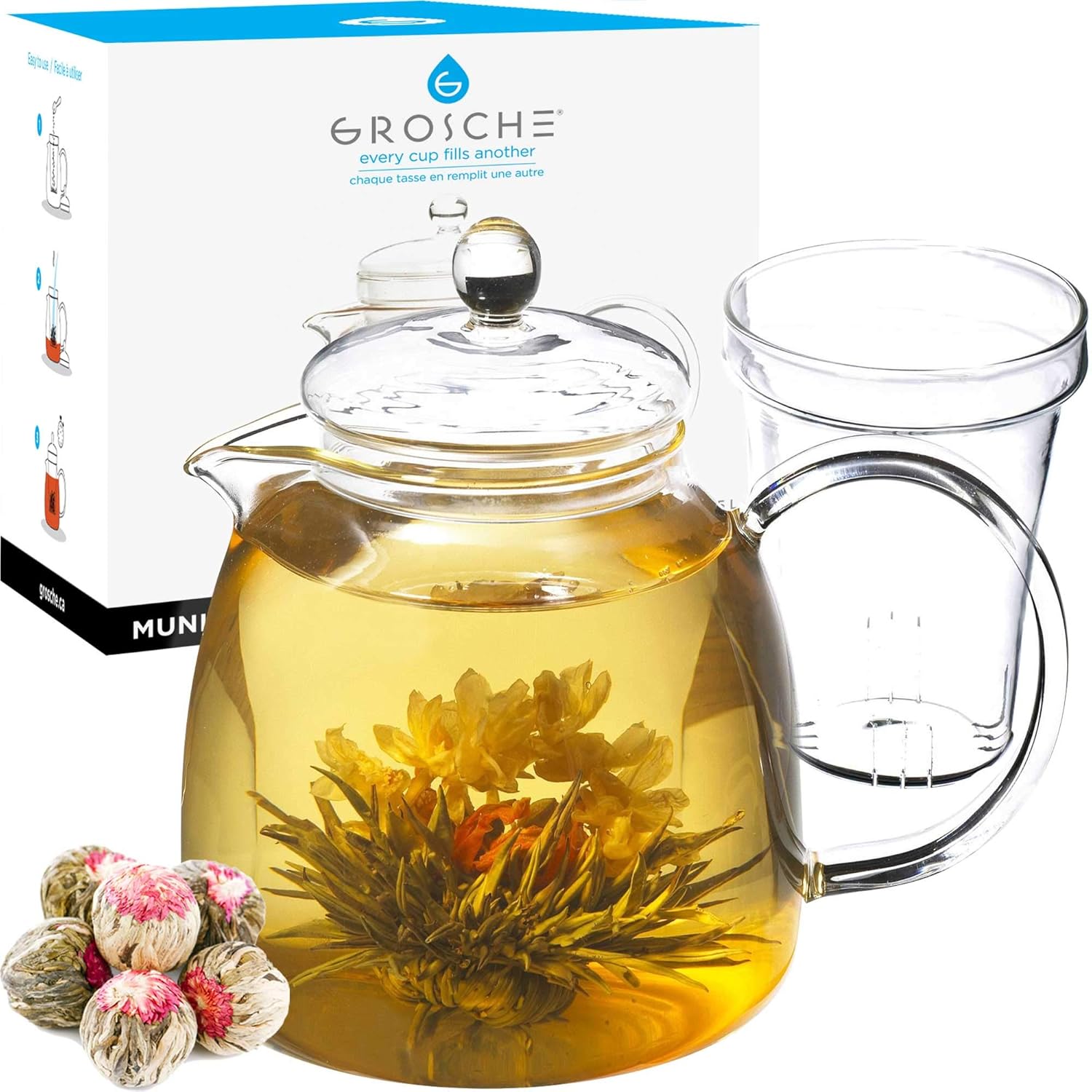 GROSCHE Munich Glass stove top water and tea Kettle with included tea