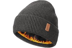 Wmcaps Wool Fleece Lined Beanie Winter Hats for Men Women, Warm Thermal Kint Cap for Outdoor