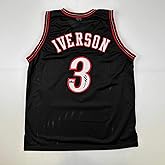 Facsimile Autographed Allen Iverson Philadelphia Black Reprint Laser Auto Basketball Jersey Size Men's XL