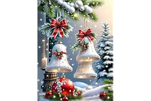 Canrichshop Christmas Bell Diamond Art Beginners,Christmas Diamond Painting Kits for Adults,5D Full Drill Diamond Dot,Gem Art Crafts for Adult Wall Decor 12x16inch