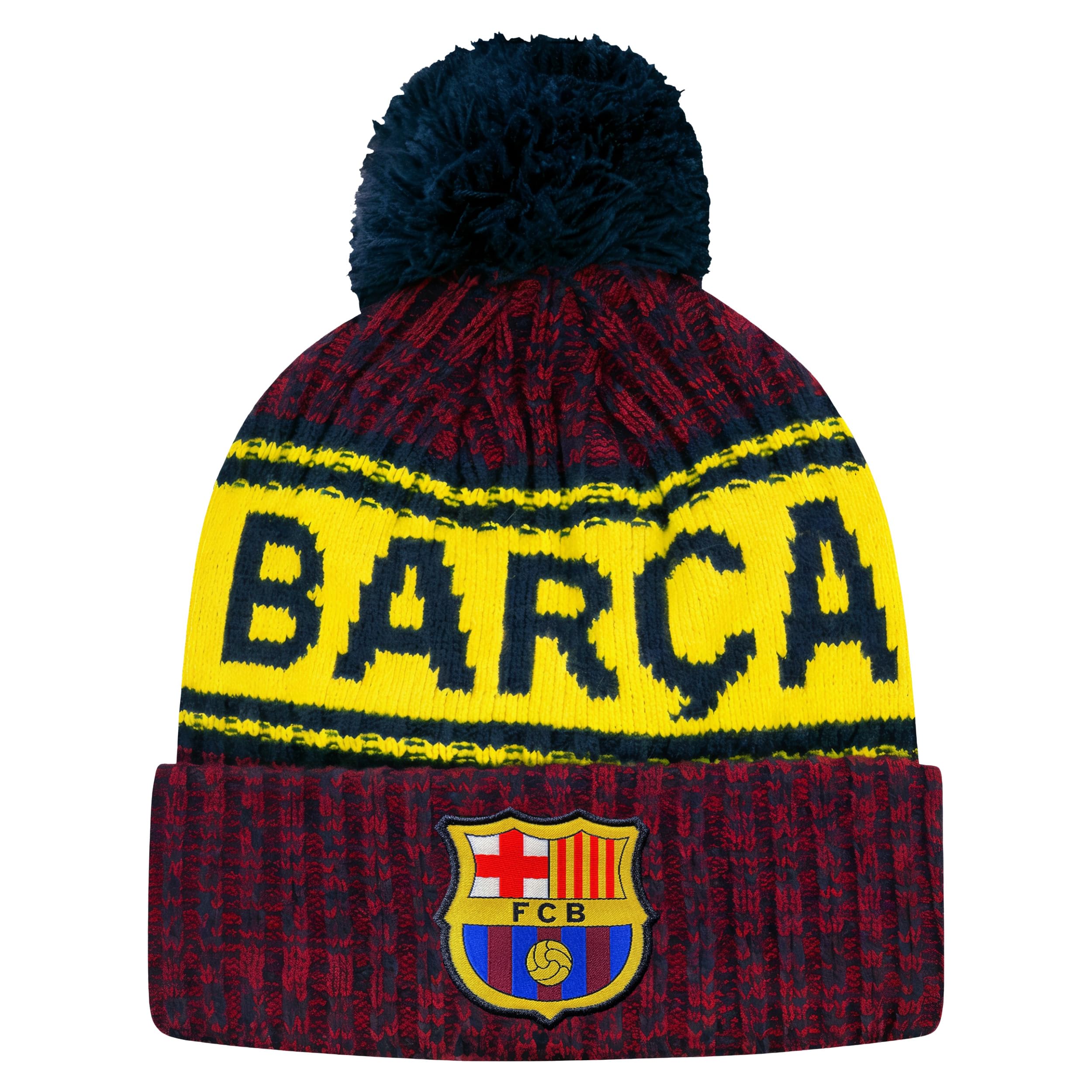 Icon Sports Mens Crowned Team Pom Beanie UEFA Champions League Soccer Barcelona, Team Color, OSFM