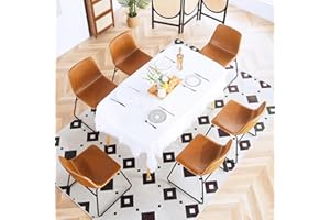 HeuGah Dining Chairs, Faux Leather Dining Chairs Set of 6, Whiskey Brown Kitchen & Dining Room Chairs, 18 Inch Modern Dining Chairs with Back (6 PCS 18Inch Dining Chair, Whiskey Brown)