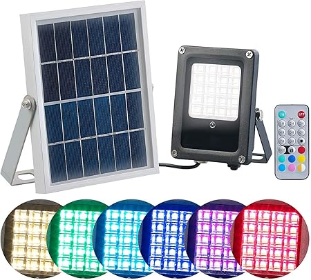 Luminea Solar Strahler Rgb Solar Led Fluter Fur Aussen Rgbw 10 Watt Mit Fernbedienung Timer Solar Strahler Mit Fernbedienung Amazon De Garten