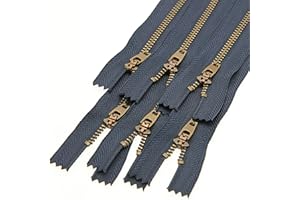 Leekayer 6 inch Metal Zipper Close End Jeans Zippers Bulk 6pcs Navy-Brass