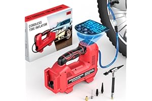 LIVOWALNY Cordless Tire Inflator Air Compressor Compatible with Milwaukee 18V Battery, Portable Handheld Air Pump with Digita
