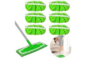 6PCS Reusable Wet Pads Compatible with Swiffer Sweeper, Dry Sweeping Cloths, Washable Microfiber Mop Pads Refills for Surface