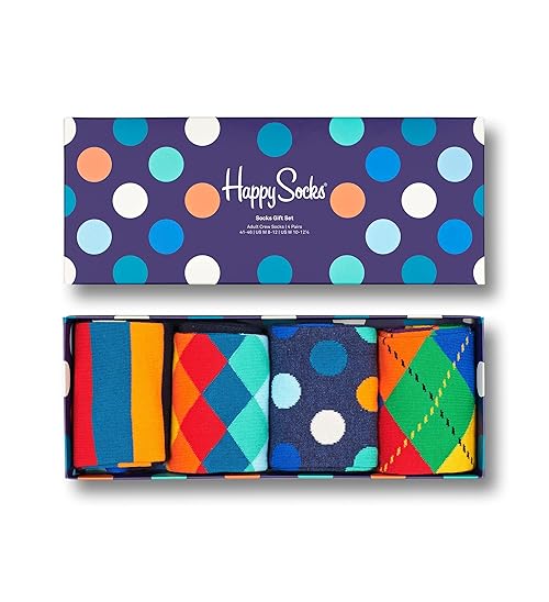 Happy Socks Men's Mix Gift Box Socks, Blue (Navy 6000), 7-10 (Manufacturer Size:41-46) (Pack of 4)