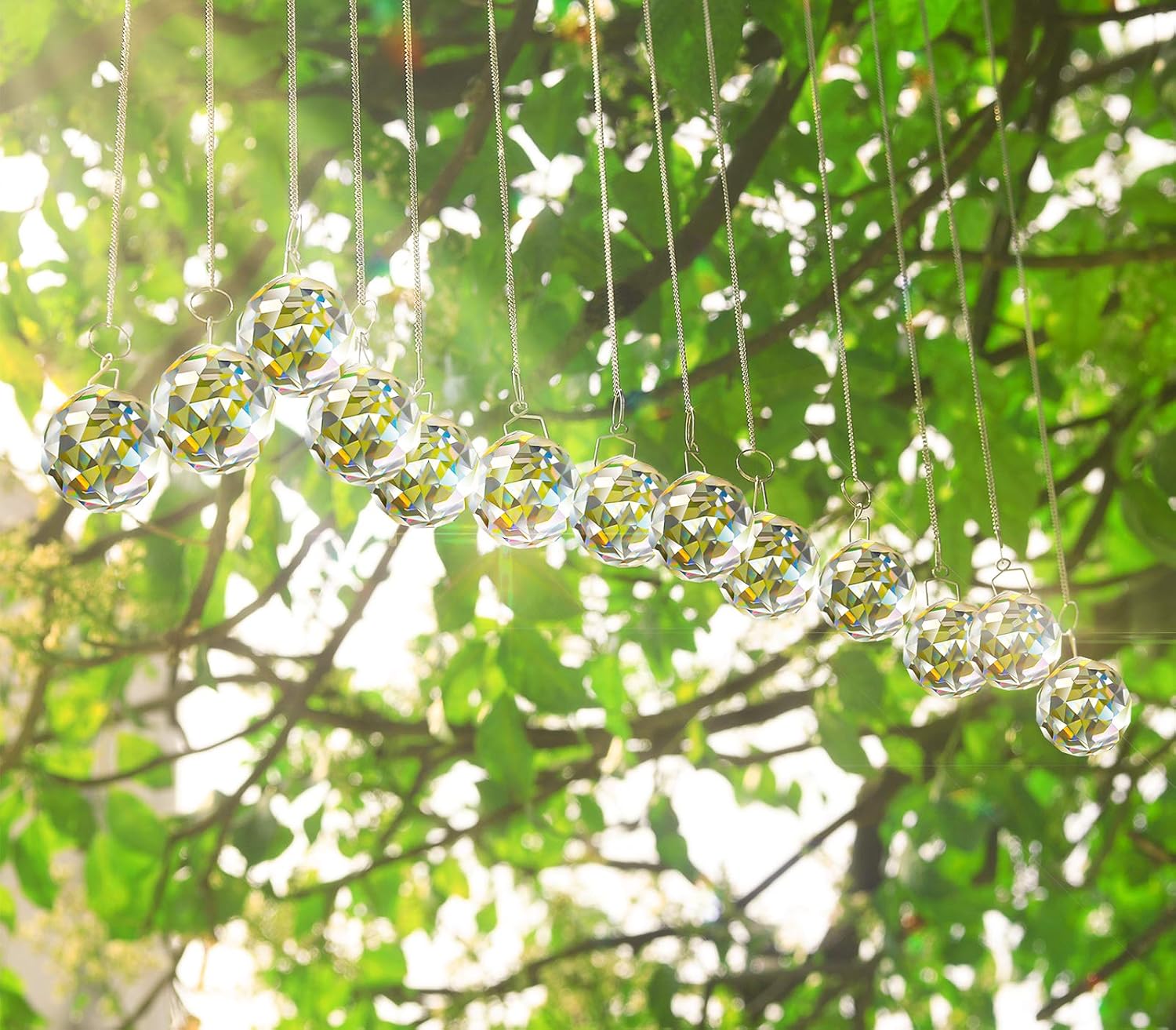 MerryNine Clear Crystal Ball Prism Suncatcher Rainbow Pendants Maker, Hanging Crystals Prisms for Windows, for Feng Shui, for Gift(30mm/1.18" 20pack): Kitchen & Dining