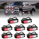 XRIDONSEN 8PCS Sync Grill Strobe Lights 32 LED Grille Lights | Surface Mount Flashing Light Bar for Vehicles Trucks Car, ATV, UTV, Motorcycle