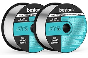 bestarc Flux Core Welding Wire, 0.035” +0.030” E71T-GS Gasless MIG Wire, Mild Steel MIG Welding Wire with Low Splatter, 2-Pound Spool, 2-Packs