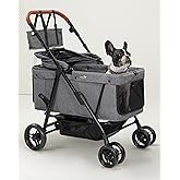 Dog Stroller for Large & Medium Dogs (20–132 lbs), Pet Stroller for 2 Small Dogs, Extra Large Heavy Duty, Foldable & Ventilated, Grey