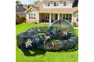 Tivray Outdoor Cat Enclosure, 5-in-1 Cat Tent Outdoor Pet Playpen with Tunnel, Portable Catio Play Pen for Outside and Indoor
