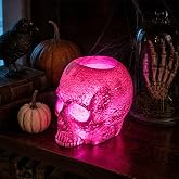 LIVILLA Skull Lamp, Skull Candle Holder, Gothic Decor, Halloween Decor | Light up Halloween skull decor that turns an ordinary shelf or table into a darker, more personal display.