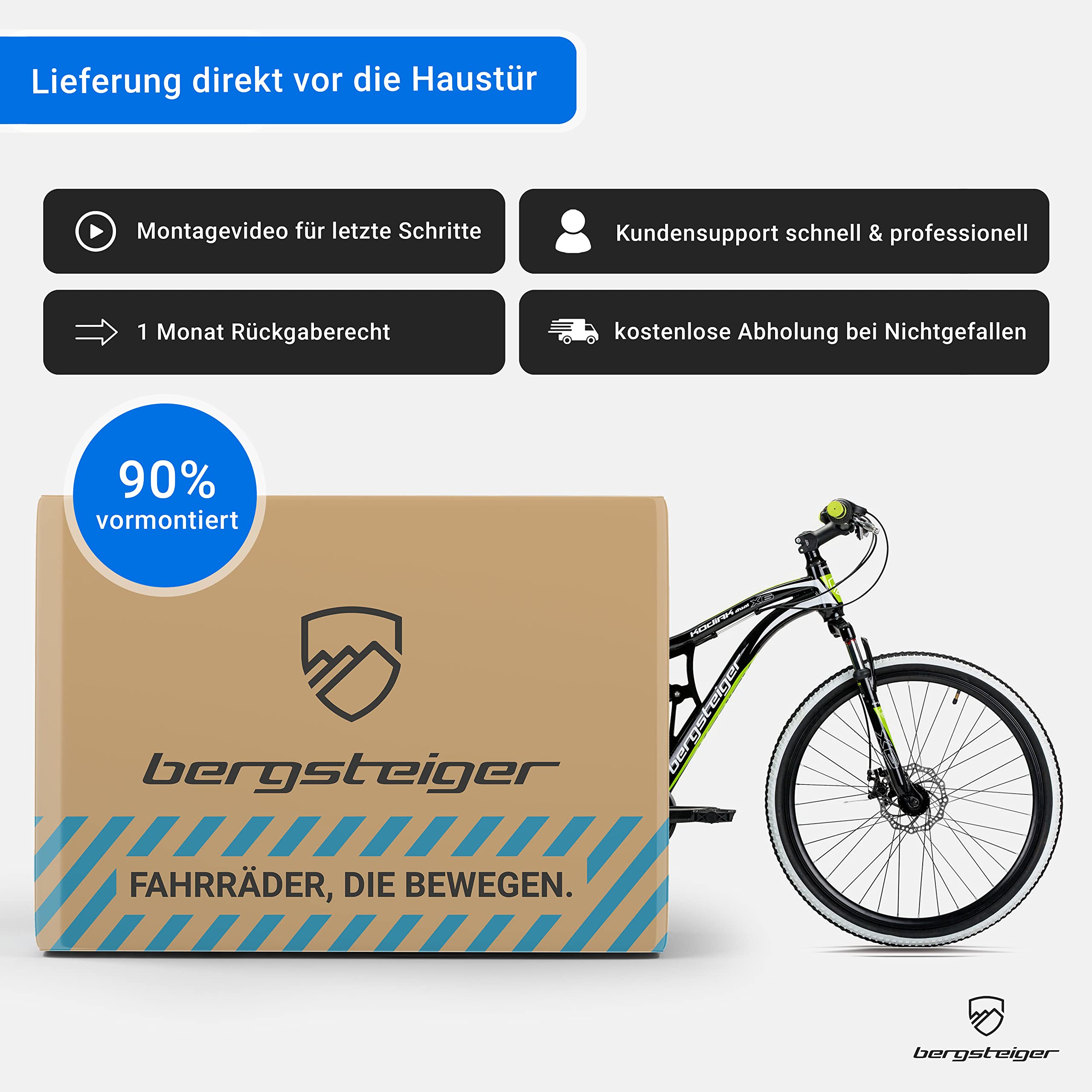 Bergsteiger Kodiak 26 Zoll, 29 Zoll Mountainbike, Scheibenbremse, 21 Gang-Schaltung, Vollfederung, Fully MTB für Jungen, Mädchen, Damen & Herren 7