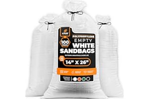 Xpose Safety Heavy Duty Sand Bags with Tie Strings – Empty Woven Polypropylene Sandbags for Hurricane Flood Protection, 50 lb