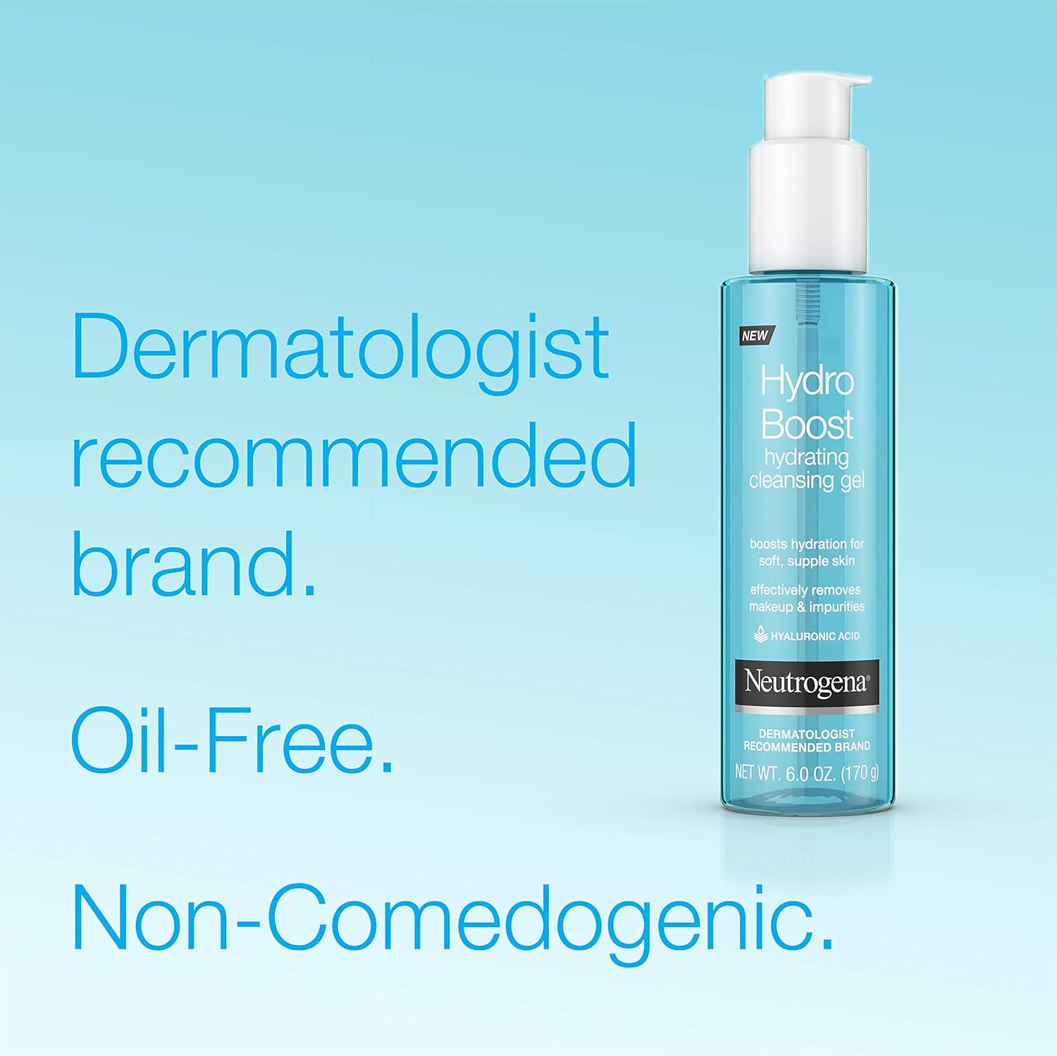 Neutrogena Hydro Boost Lightweight Hydrating Facial Cleansing Gel for Sensitive Skin, Gentle Face Wash & Makeup Remover with Hyaluronic Acid, Hypoallergenic & Non Comedogenic, 6 oz: Prime Pantry