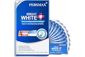PERSMAX Teeth Whitening Strips – 9-Day Treatments (7 + 2 Bonus), 18 Strips Kit – Non-Slip Pain-Free Professional Effects in 3