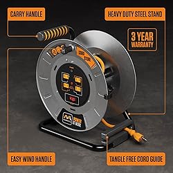 Masterplug 1ft Cord Reel, Metal Cable