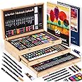 175 Piece Deluxe Art Set with 2 Drawing Pads, Acrylic Paints,Crayons,Colored Pencils,Paint Set in Wooden Case,Professional Art Kit,Art Supplies for Adults,Teens and Artist,Paint Supplies